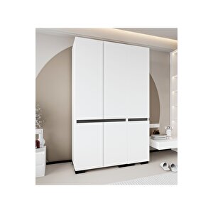 Floransa 6 Kapılı Flr-ırf Beyaz- Antrasit Gardırop-çok Amaçlı Dolap-yüklük