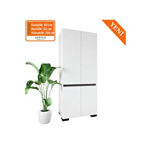Floransa 4 Kapılı Flr-ırf Beyaz- Antrasit Gardırop-çok Amaçlı Dolap-yüklük