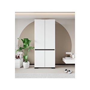 Floransa 4 Kapılı Flr-ırf Beyaz- Antrasit Gardırop-çok Amaçlı Dolap-yüklük