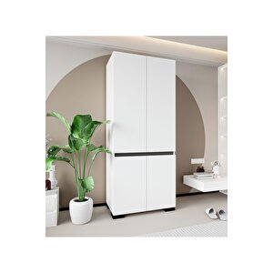 Floransa 4 Kapılı Flr-ırf Beyaz- Antrasit Gardırop-çok Amaçlı Dolap-yüklük