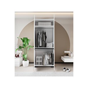 Floransa 4 Kapılı Flr-ıa2 Beyaz- Antrasit Gardırop-çok Amaçlı Dolap-yüklük