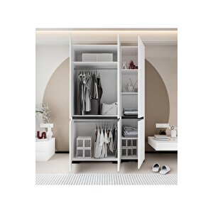 Floransa 6 Kapaklı Beyaz-antrasit Flr3-ia2 Çok Amaçlı Dolap-gardırop-yüklük