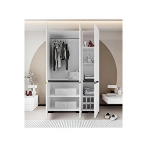 Floransa 6 Kapılı Flr3-ıra Beyaz- Antrasit Gardırop
