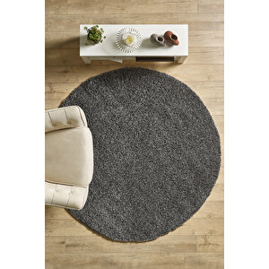 Modern Desensiz Gri Halı Salon Halısı Oturma Odası Halısı Çocuk Halısı Yumuşak Halı Yuvarlak 80x80 cm