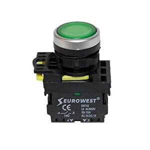 Işıklı Buton Yeşil Led 220v 22mm 1no ( 5 Adet )