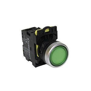 Işıklı Buton Yeşil Led 220v 22mm 1no ( 5 Adet )