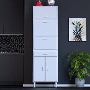 Ennet Üst 3 Göz Raf 3 Kapak Alt 1 Çekmece 2 Göz Kapaklı Ankastre (48 Cm Derinlik) Dolap Seti 3 Kapaklı