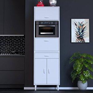 Ennet Üst 3 Göz Raf 2 Kapak Alt 1 Çekmece 2 Göz Kapaklı Ankastre (56 Cm Derinlik) Dolap Seti 2 Kapaklı