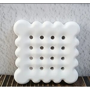 Beyaz Beton Delikli Bardak Altlığı 2 Li