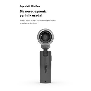 Taşınabilir Şarjlı 5 Kademeli El Fanı 7 Saat Kullanım 14000 Rpm Sessiz Mini Vantilatör Gri X6101