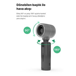 Taşınabilir Şarjlı 5 Kademeli El Fanı 7 Saat Kullanım 14000 Rpm Sessiz Mini Vantilatör Gri X6101