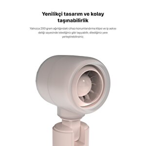 Taşınabilir Şarjlı 5 Kademeli El Fanı 7 Saat Kullanım 14000 Rpm Sessiz Mini Vantilatör Pembe X6101