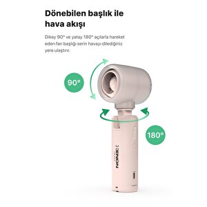Taşınabilir Şarjlı 5 Kademeli El Fanı 7 Saat Kullanım 14000 Rpm Sessiz Mini Vantilatör Pembe X6101