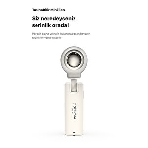 Taşınabilir Şarjlı 5 Kademeli El Fanı 7 Saat Kullanım 14000 Rpm Sessiz Mini Vantilatör Beyaz X6101