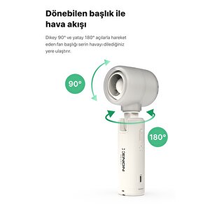 Taşınabilir Şarjlı 5 Kademeli El Fanı 7 Saat Kullanım 14000 Rpm Sessiz Mini Vantilatör Beyaz X6101