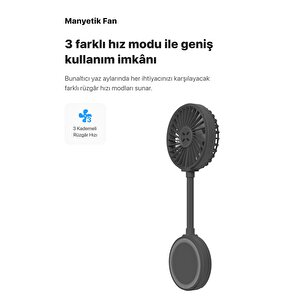 Manyetik Fan Şarj Edilebilir 3 Kademeli 5800 Rpm Mıknatıslı Magsafe Telefon Vantilatörü Gri X6104