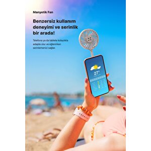 Manyetik Fan Şarj Edilebilir 3 Kademeli 5800 Rpm Mıknatıslı Magsafe Telefon Vantilatörü Gri X6104