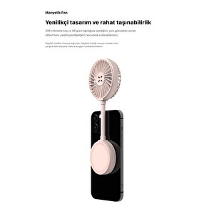 Manyetik Fan Şarj Edilebilir 3 Kademeli 5800 Rpm Mıknatıslı Magsafe Telefon Vantilatörü Pembe X6104