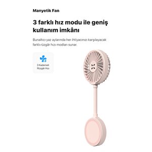 Manyetik Fan Şarj Edilebilir 3 Kademeli 5800 Rpm Mıknatıslı Magsafe Telefon Vantilatörü Pembe X6104