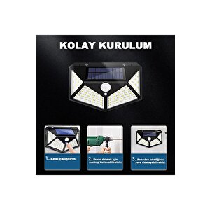 Geniş Açılı Solar 100 Led 3 Modlu Hareket Sensörlü Güneş Enerjili Bahçe Aydınlatma Led Işık