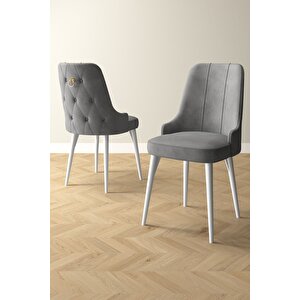 Mabel Beyaz 80x132 Açılabilir Mdf Masa Yemek Odası Takımı, Mutfak Takımı 6 Adet Sandalye