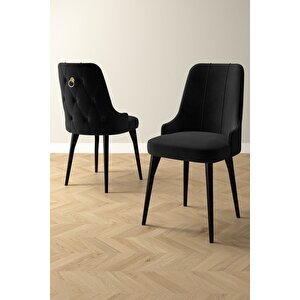 Mabel Siyah Mermer Desen 80x132 Açılabilir Mdf Masa Yemek Odası Takımı, Mutfak Takımı 6 Adet Sandalye