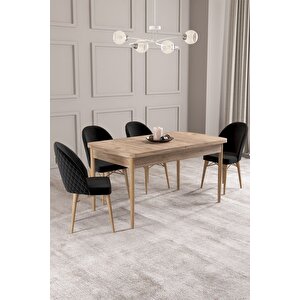 Calvin Atlantik 80x132 Açılabilir Mdf Masa Yemek Odası Takımı, Mutfak Takımı 4 Adet Sandalye Antrasit