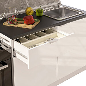 Dekorex Elsa Serisi 120 Cm Beyaz Siyah Tezgahlı Hazır Mutfak Ls-120dav-st