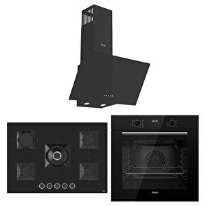 Flowart Florenz Essential Siyah 3'lü Ankastre Set ( Qbl63cs-ss035-d086 )