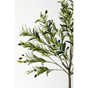 Yapay Zeytin Ağacı 160 Cm Siyah Gümüş Metal Saksı