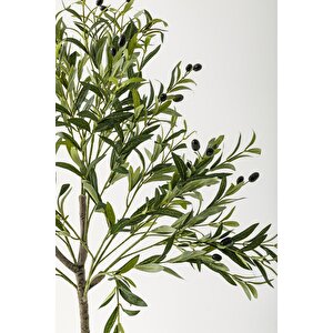 Yapay Zeytin Ağacı 160 Cm Siyah Gümüş Metal Saksı