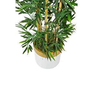 Yapay Bambu Ağacı 185 Cm Beyaz Gold Metal Saksı