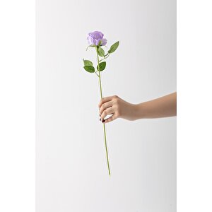 Yapay Kadife Gül Tek Dal Mor 50 Cm