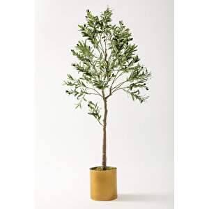 Yapay Zeytin Ağacı 175 Cm Gold Metal Saksı