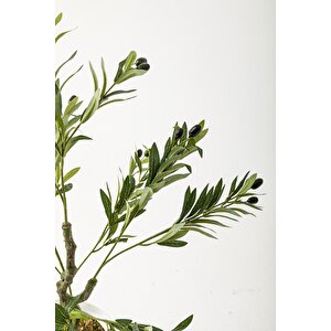 Yapay Zeytin Ağacı 85 Cm Siyah Gümüş Metal Saksı