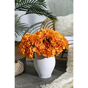 Yapay Ortanca Çiçeği Turuncu 45 Cm 7 Dal
