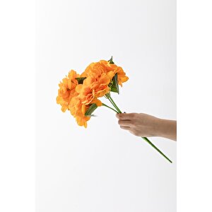 Yapay Ortanca Çiçeği Turuncu 45 Cm 7 Dal