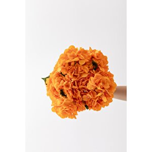 Yapay Ortanca Çiçeği Turuncu 45 Cm 7 Dal