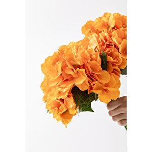 Yapay Ortanca Çiçeği Turuncu 45 Cm 7 Dal