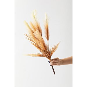 Yapay Tüylü Palmiye Yaprağı 75 Cm 8 Dal Kahverengi