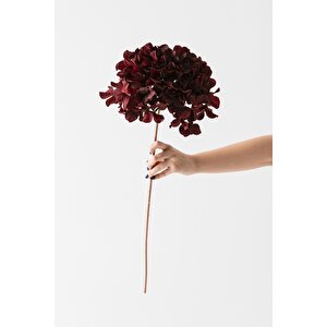 Yapay Vazo Çiçeği Ortanca 75 Cm 5 Dal Bordo