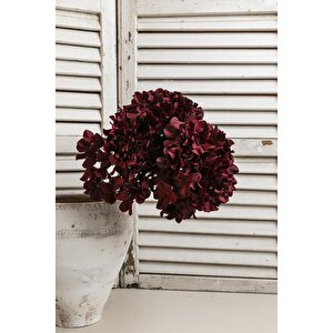 Yapay Vazo Çiçeği Ortanca 75 Cm 5 Dal Bordo