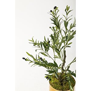 Yapay Zeytin Ağacı 85 Cm Gold Metal Saksı
