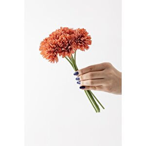 Yapay Kasımpatı Çiçeği Koyu Turuncu 25 Cm 7 Dal