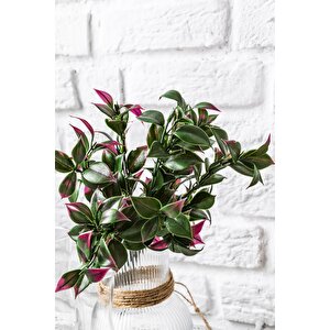 Yapay Limon Yaprağı Demeti Yeşil Pembe 30 Cm 7 Dal(uv)