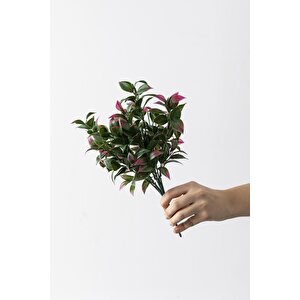 Yapay Limon Yaprağı Demeti Yeşil Pembe 30 Cm 7 Dal(uv)