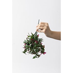 Yapay Limon Yaprağı Demeti Yeşil Pembe 30 Cm 7 Dal(uv)