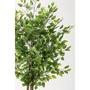 Yapay Benjamin Ağacı 160 Cm Beyaz Gold Metal Saksı