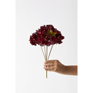 Yapay Ortanca Çiçeği 35 Cm 7 Dal Bordo