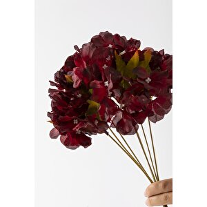 Yapay Ortanca Çiçeği 35 Cm 7 Dal Bordo